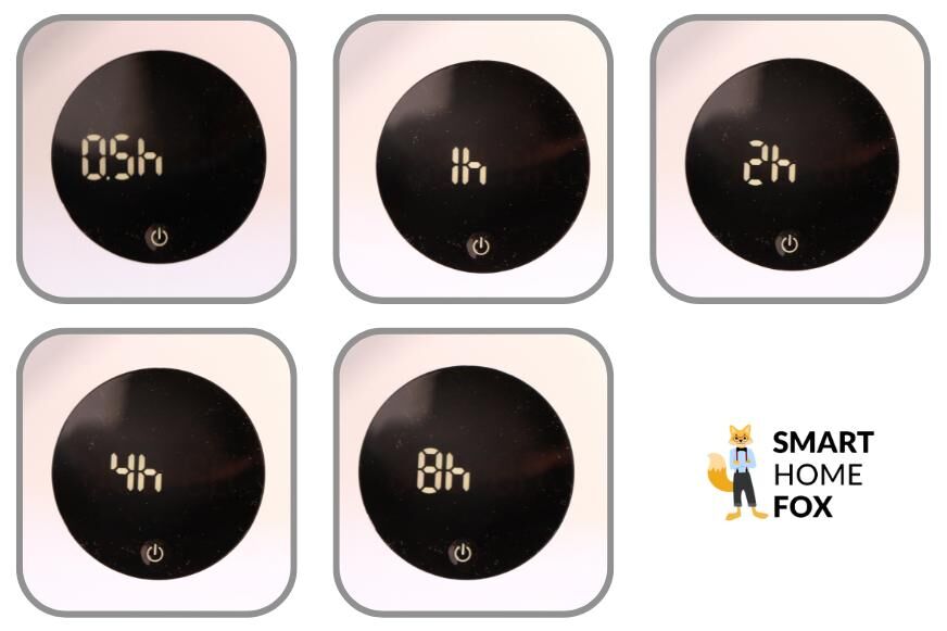 Die unterschiedlichen Timer Minuten und Stunden der Timer-Funktion des Philips Air Performer Series 7000 (AMF765/10) werden auf dem Display gezeigt. 